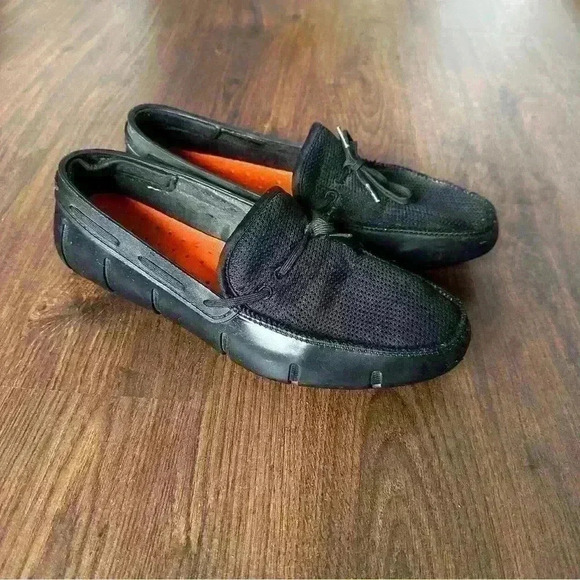 Swims Mens Braided Lace Lux Loafer Driver in black Size 10 - Picture 3 of 8